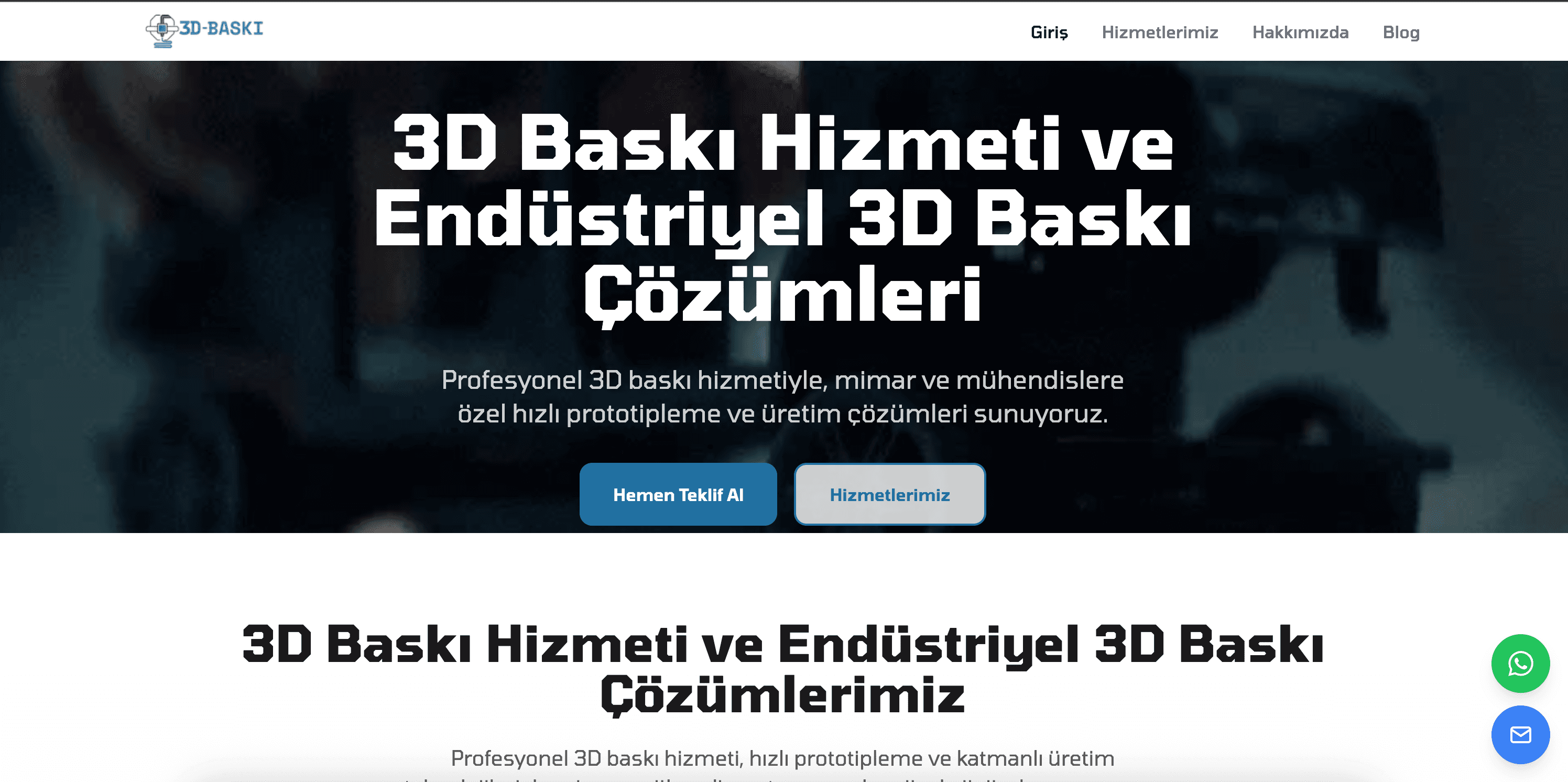 3D Baskı Teknoloji web sitesi önizlemesi