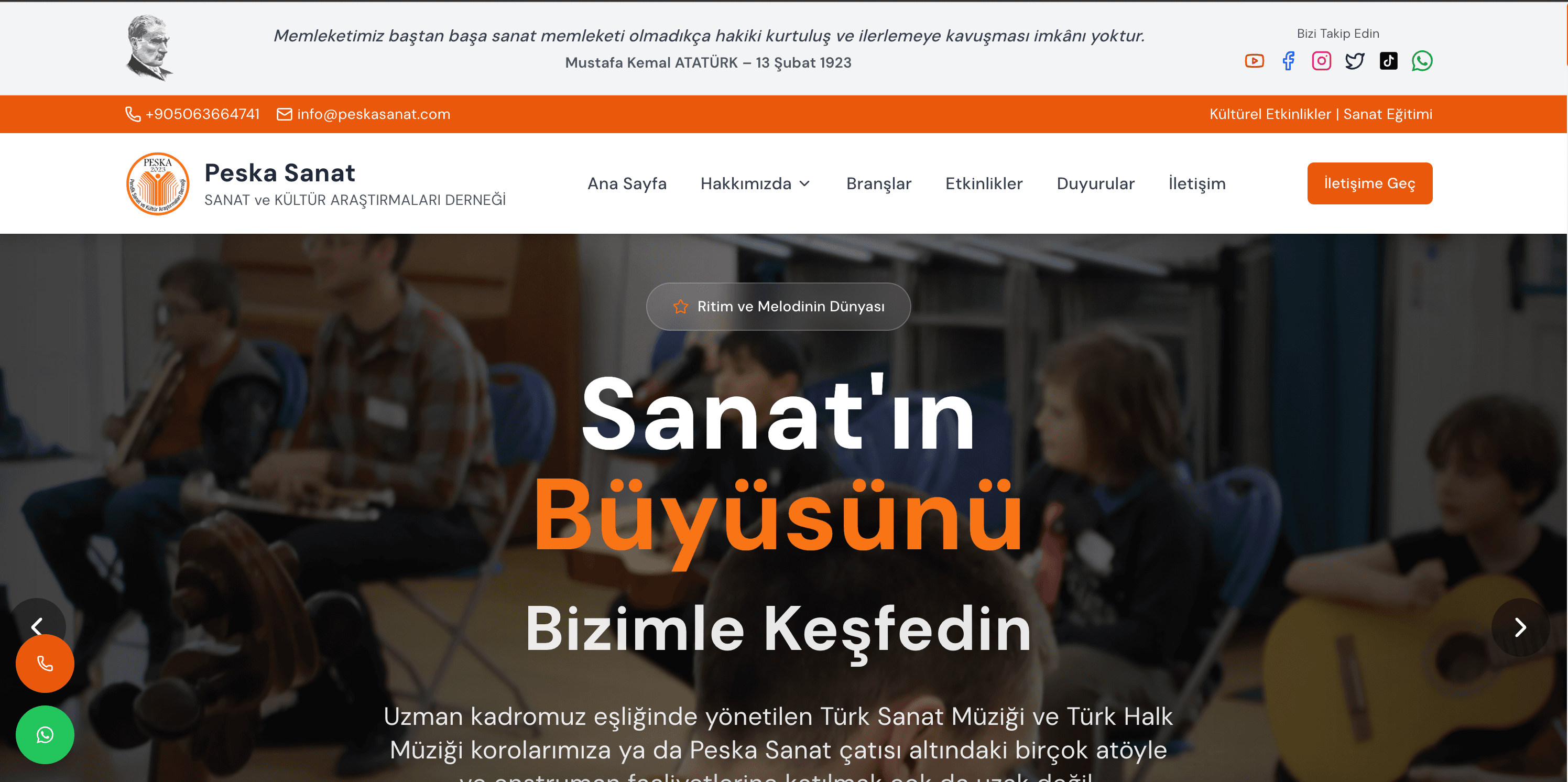 Peska Sanat web sitesi önizlemesi